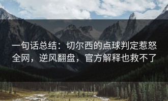 一句话总结：切尔西的点球判定惹怒全网，逆风翻盘，官方解释也救不了