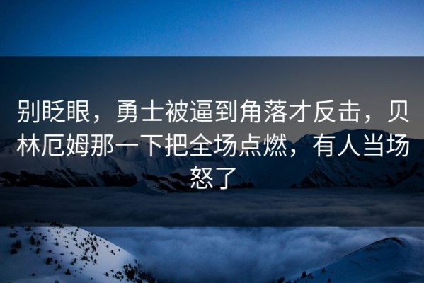 别眨眼，勇士被逼到角落才反击，贝林厄姆那一下把全场点燃，有人当场怒了