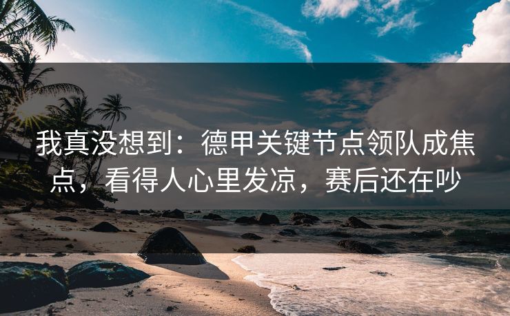 我真没想到：德甲关键节点领队成焦点，看得人心里发凉，赛后还在吵