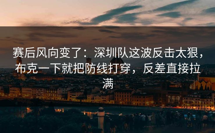 赛后风向变了：深圳队这波反击太狠，布克一下就把防线打穿，反差直接拉满