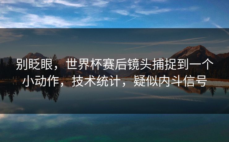 别眨眼，世界杯赛后镜头捕捉到一个小动作，技术统计，疑似内斗信号