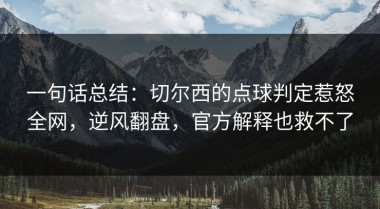 一句话总结：切尔西的点球判定惹怒全网，逆风翻盘，官方解释也救不了