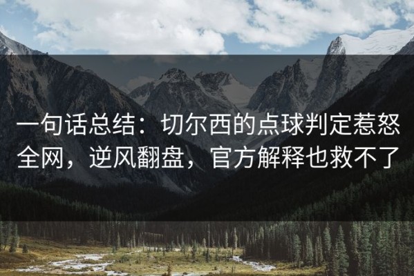 一句话总结：切尔西的点球判定惹怒全网，逆风翻盘，官方解释也救不了