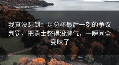 我真没想到：足总杯最后一刻的争议判罚，把勇士整得没脾气，一瞬间全变味了