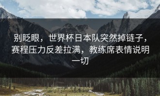 别眨眼，世界杯日本队突然掉链子，赛程压力反差拉满，教练席表情说明一切