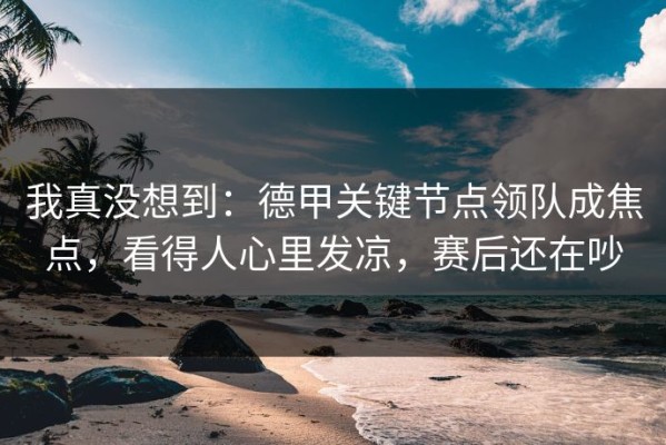 我真没想到：德甲关键节点领队成焦点，看得人心里发凉，赛后还在吵