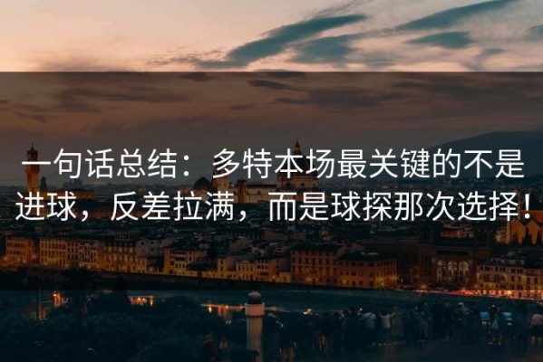 一句话总结：多特本场最关键的不是进球，反差拉满，而是球探那次选择！