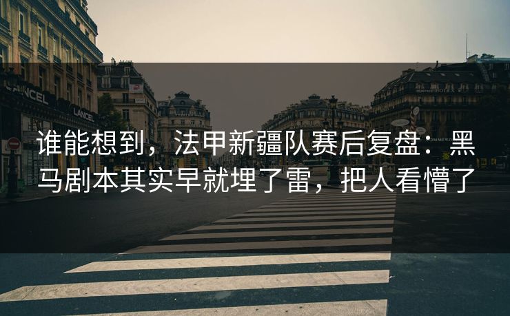 谁能想到，法甲新疆队赛后复盘：黑马剧本其实早就埋了雷，把人看懵了