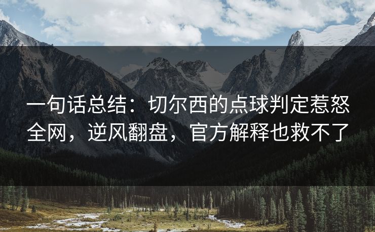 一句话总结:切尔西的点球判定惹怒全网,逆风翻盘,官方解释也救不了 一句话总结:切尔西的点球判定惹怒全网,逆风翻盘,官方解释也救不了