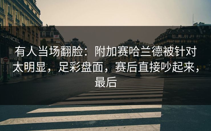 有人当场翻脸：附加赛哈兰德被针对太明显，足彩盘面，赛后直接吵起来，最后